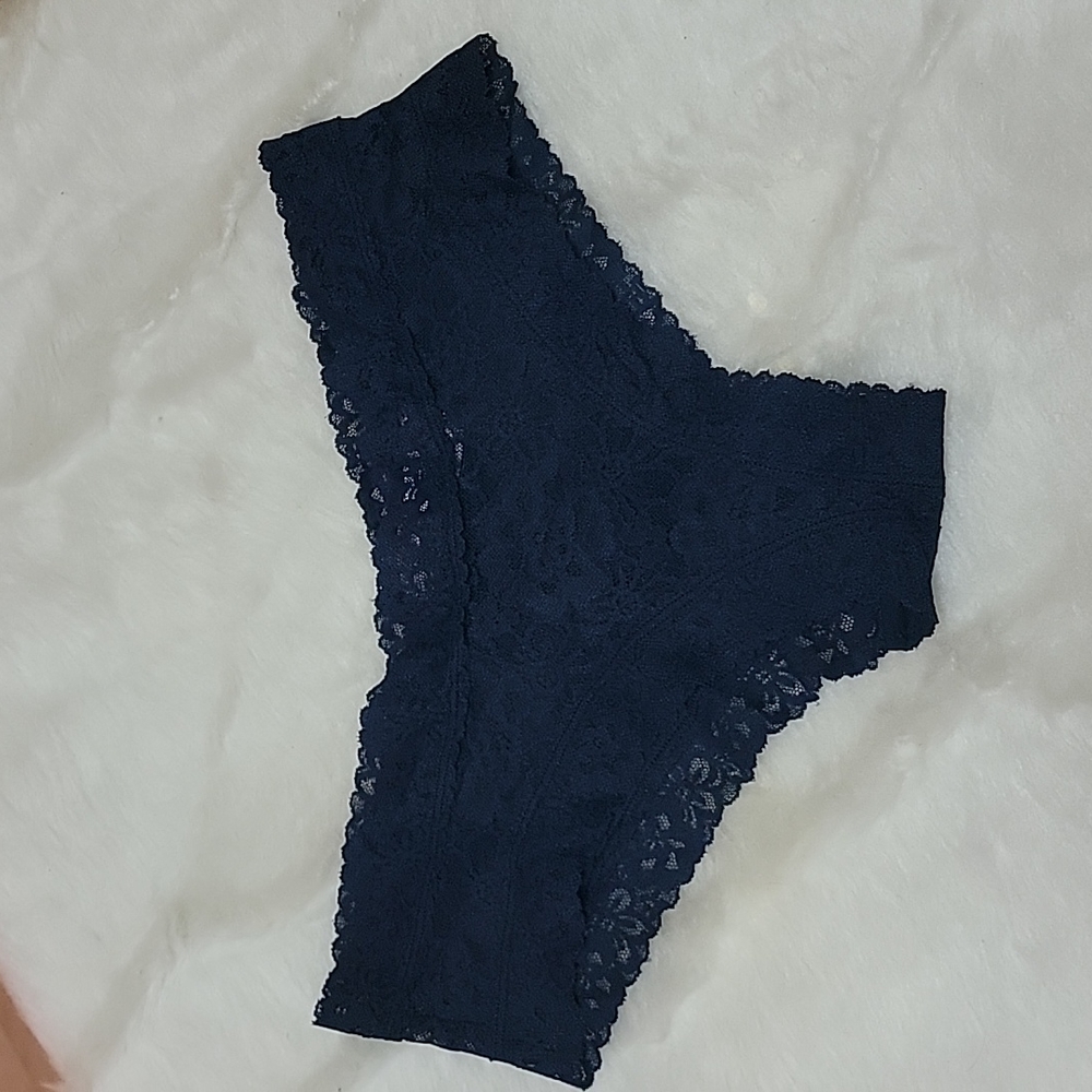 VICTORIA'S SECRET Cheeky Navy Blue Lacie Lace Sexy Low Rise Panty Underwear XL